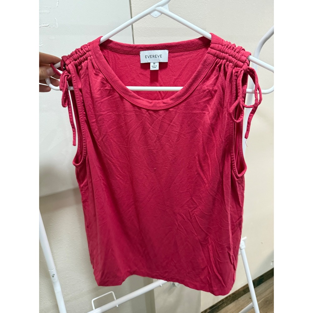 Evereve Pink Ruched Shoulder Muscle Tee